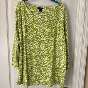 Bay Studio Lime Green and White Zebra Print Tunic